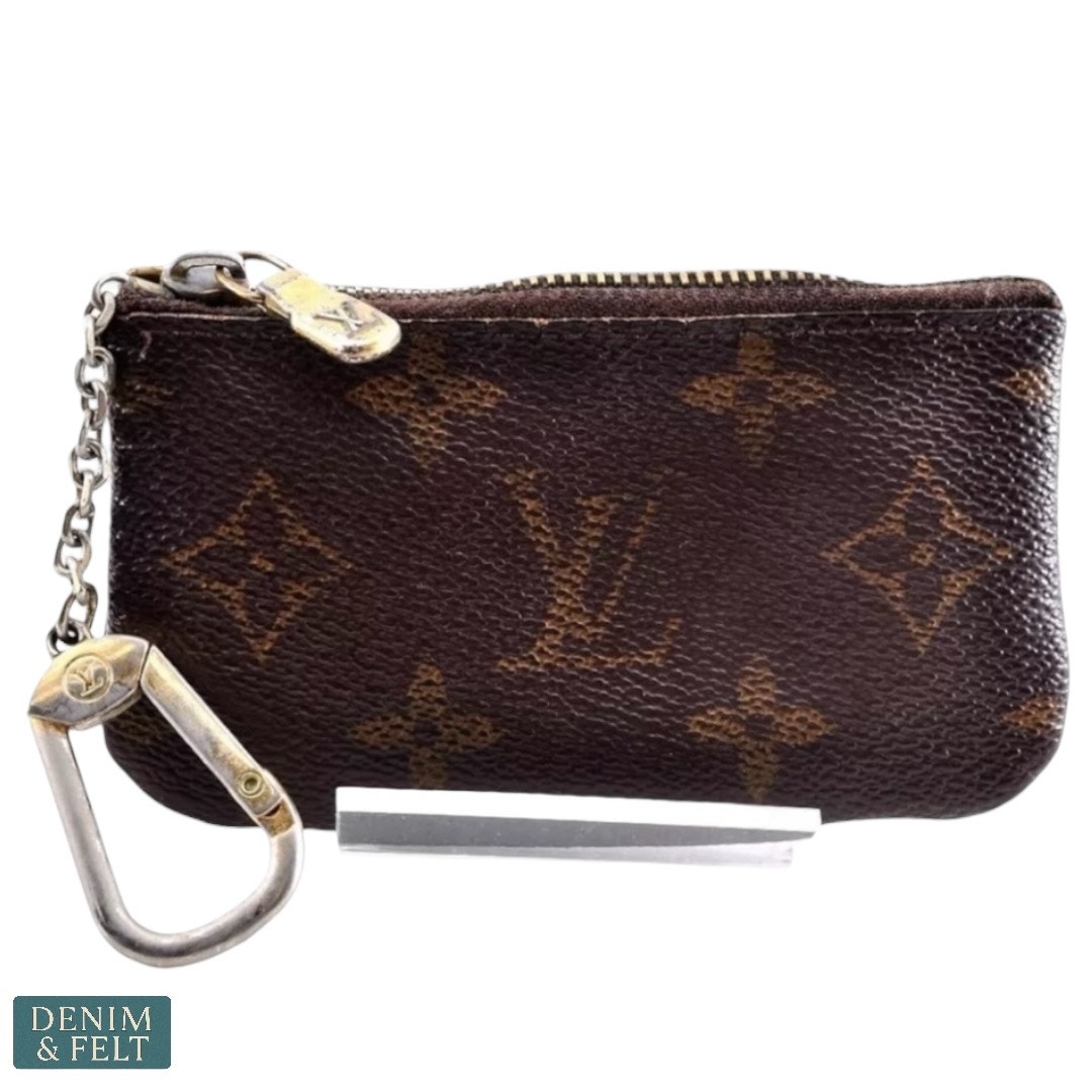 Louis Vuitton Monogram Pochette Cles Coin Key Pouch Brown Canvas Gold Hardware